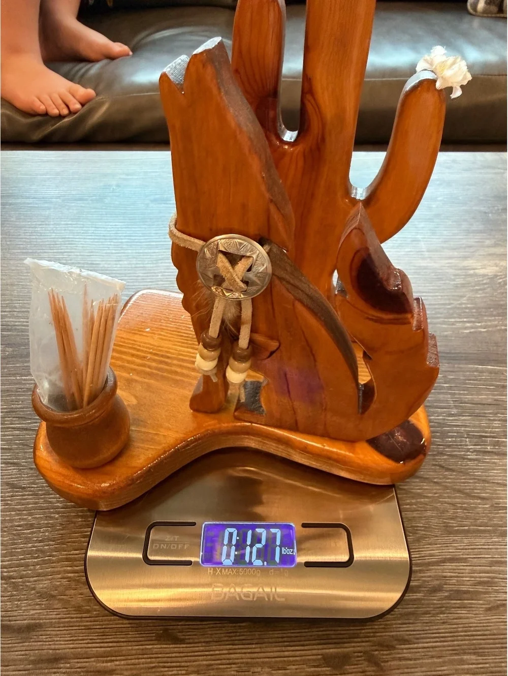 Terry Buckley Handcrafted Wood Coyote Napkin Toothpick Holder Tucson Arizona